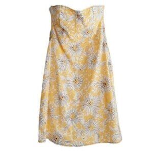 RW&CO Strapless Floral Mini Dress Yellow & White Sz 10 Flawed